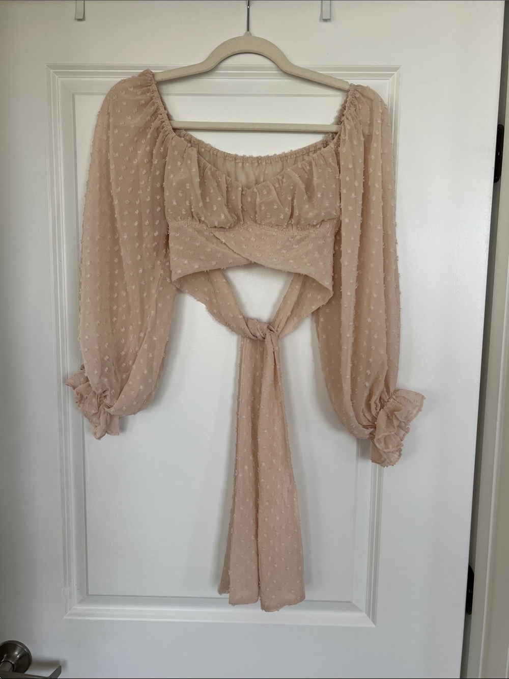 Sabo Sheer Swiss Dot Blouse in Nude
